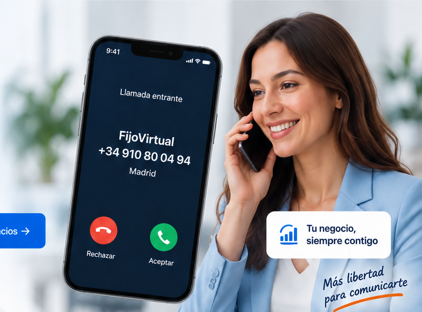 Ricevi le chiamate al tuo numero fisso di Madrid +34 910 80 04 94 direttamente sul cellulare